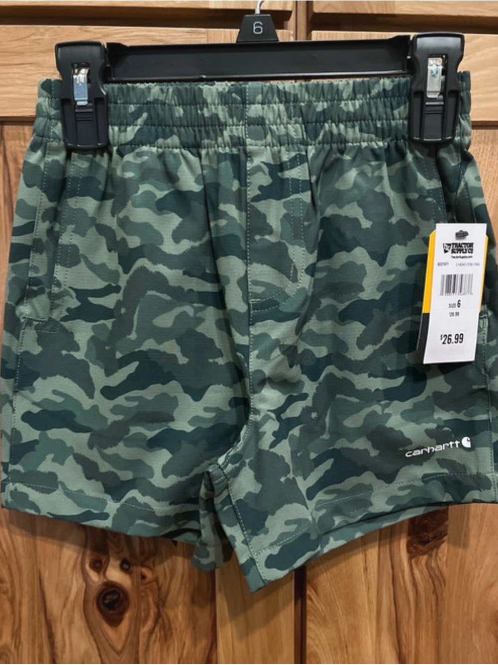 Carhartt Boys Green Camouflage Elastic-Waist Shorts